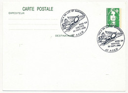 FRANCE - Entier CP 2,10 Briat - Obl. Temporaire "TGV A En Lot Et Garonne - Mise En Service - AGEN 30 Sept 1990" - Gedenkstempels