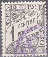 TUNESIA  SCOTT NO J1  USED  YEAR  1901 - Timbres-taxe