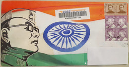 India 2018 Beautiful Envelope On SUBHASH Ch BOSE / 150th Birth Anniversary Of Mahatma Gandhi Registered (EMS Speed Post) - Brieven En Documenten