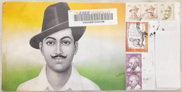 India 2018 Beautiful Designer Envelope On Shaheed BHAGAT SINGH / Mahatma Gandhi Registered (EMS Speed Post) Post - Covers & Documents