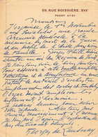 1944 AUTOGRAPHE GEORGES DE LAUSNAY CHEF D ORCHESTRE SUR CARTE LETTRE PNEUMATIQUE PARIS - Autographs