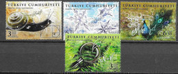 TURKEY, 2020,MNH, FRACTAL IMAGES IN NATURE, BIRDS, SNAILS, PLANTS, 4v - Pfauen