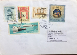 HUNGARY 2013, COVER USED TO SERBIA,1966 ROCKET IN SPACE, 2000 CHRISTMAS, 2001 SOFA & CHAIR ART FURNITURE, 5 STAMP, BUDAP - Cartas & Documentos