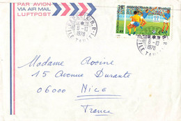 PA 137 COUPE DU MONDE SEUL SUR LETTRE AVION PAPEETE 6/10/1978 POUR NICE - Covers & Documents