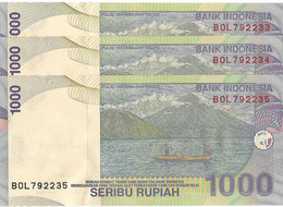 INDONESIE 1000 Rupiah #141   2000  PATIMURA ,fil De La Banque ,Lot De 3 Billets Série NEUFS - Indonésie