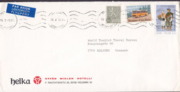 Finland PAR AVION Label HJELKA, HYVÄN MIELEN HOTELLI, HELSINKI 1973 Cover Brief Lettre ESBJERG Denmark Bus Omnibus Samen - Lettres & Documents