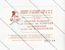 Invitation à La Soirée Dansante Des Pompiers  Bruxelles  En 1968 - Bal, Orchestre, Musique,...  ( B321) - Programmes