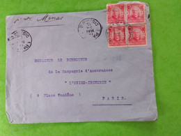 2 PAIRES DE N° 131 SUR DEVANT DE LETTRE DE RIO DE JANEIRO POUR PARIS FRANCE - Briefe U. Dokumente