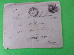 N° 133  SUR DEVANT DE LETTRE POUR PARIS FRANCE - Lettres & Documents