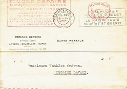 CP  EMA 0,35 Fr (B496 ) Logo EDMOND DEPAIRE Agence En Douane Courtage De Navires BRUXELLES- Obl.1936 + CP Publicitaire - ...-1959