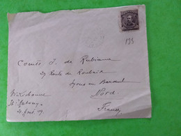 N° 133  SUR DEVANT DE LETTRE POUR MONS EN BAROEUIL FRANCE VIA LIBOURNE PAR ST ANTHONY 21 AOUT 1909 - Cartas & Documentos