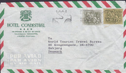 Portugal Por Aviao HOTEL CONDESTÁVEL Slogan Flamme LISBOA 1974 Cover Brief Lettre ESBJERG Denmark 2x Knights - Briefe U. Dokumente