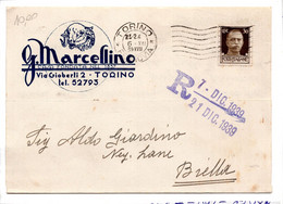 19555 " G. MARCELLINO-TORINO "-CART. POST. ORIG. SPEDITA 1939 - Mercaderes