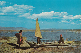 Bolivia Lago Titicaca Native Indians Fishing Old Postcard - Bolivia