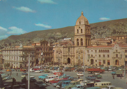 Bolivia La Paz Plaza De San Francisco W Many Cars Old Postcard - Bolivia