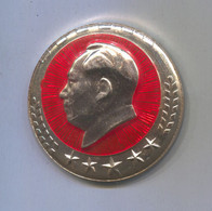 Mao Zedong China - Communist Party Leader, Vintage Big Pin Badge Abzeichen, D 45 Mm - Personnes Célèbres