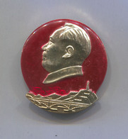 Mao Zedong China - Communist Party Leader, Vintage Big Pin Badge Abzeichen, D 40 Mm - Personnes Célèbres