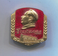 Mao Zedong China - Communist Party Leader, Vintage Big Pin Badge Abzeichen, D 30 Mm - Personnes Célèbres