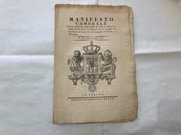 Delcampe - MANIFESTO CAMERALE VALUTE LIRE  PIEMONTE PORTI TICINO BRICCOLA PERSUALDO 1820. - Décrets & Lois