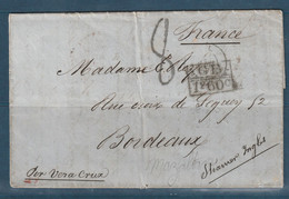 Mexique - Enveloppe De Mazaltan En 1857 Avec Marque D'échange Pour Bordeaux - Mexico