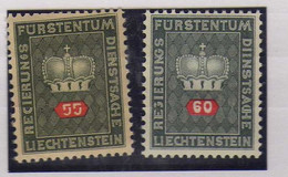 Liechtenstein -  (1968) - 55 R. 60 R. Timbres De Service  Impression Sur Papier Blanc -   Neufs** - MNH - Dienstzegels