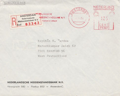 Niederlande  Freistempel Einschreibe Brief Amsterdam Middenstandbank 1978 - Frankeermachines (EMA)
