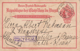 Brésil Entier Postal Censuré Pour Haguenau Alsace 1915 - Entiers Postaux