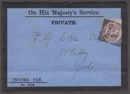 1901 (Apr 23) Mourning OHMS Income Tax Envelope With I.R. Offical 1d Lilac Tied By Great Yarmouth Squared Circle Ds - Dienstzegels