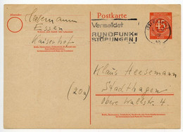 Germany 1947 45pf. Numeral Postal Card / Postkarte; Essen To Stadthagen, Slogan Cancel - Entiers Postaux