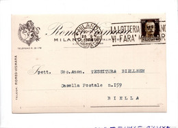 19558 " ROMOLO VISMARA-MILANO "-CART. POST. ORIG. SPEDITA 1939 - Marchands