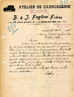 FACTURE.83.VAR.LA SEYNE SUR MER.ATELIER DE CARROSSERIE.B. & J.FOGLINO FRERES 54 AVENUE GAMBETTA. - Auto's