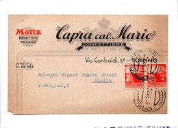 19560 " CAPRA CAV. MARIO-CONFETTIERE-TORINO "-CART. POST. ORIG. SPEDITA 1948 - Mercaderes