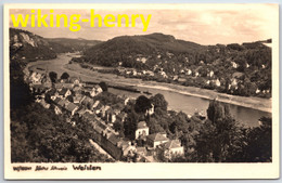 Stadt Wehlen - S/w Ortsansicht 2   Sächsische Schweiz - Wehlen