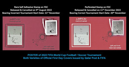 RARE - Two Varieties Of FIFA 2022 POSTER FDC (First Day Covers) - World Cup Soccer Football In Qatar - ART PHOTOGRAPHY - 2022 – Qatar