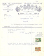 Facture 1952 Vermeire - Hellebaut Hamme S/Durme Filature , Ficellerie Et Corderies Mécaniques TP Fiscaux - Ambachten