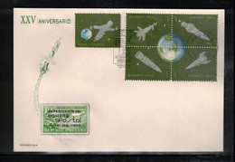 Cuba 1964 Space / Raumfahrt 25th Anniversary Of The First Post Rocket Experiment - Rockets And Satellites FDC - Sud America