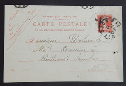 FRANCE ENTIER POSTAL SUR CARTE LETTRE YT 135 OBLITERE "SEMEUSE " MAUBEUGE 26-9-1912 VOIR 2 SCANS - Cartes-lettres