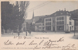 SVIZZERA -  CARTOLINA - FLEURIER - PLACE DU MARCHè -  VIAGGIATA PER BATE - 1904 - Fleurier