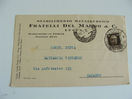 1932 LUCCA - Fratelli Del Magro & C. - Stabilimento Metallurgico  A TARANTO   COMMERCIO   VIAGGIATA FORMATO PICCOLO - Shopkeepers
