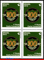 Ref. BR-3216-Q BRAZIL 2012 - CENTENARY OF THE AMERICA,FAMOUS CLUBS, SPORT, BLOCK MNH, FOOTBALL SOCCER 4V Sc# 3216 - Clubs Mythiques