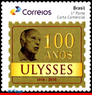 Ref. BR-V2016-29 BRAZIL 2016 - ULYSSES GUIMARAES, 100YEARS, POLITICIAN, PERSONALIZED MNH, FAMOUS PEOPLE 1V - Personalizzati
