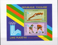 Togo 1980, Winter Olympic Games In Lake Placid, Skiing, Ice Hockey, BF Deluxe - Jet-Ski