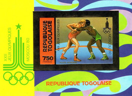 Togo 1980, Olympic Games In Moscow, Wrestling, BF GOLD IMPERFORATED - Worstelen