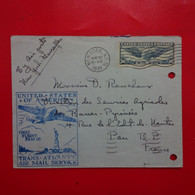 LETTRE NEW YORK POUR PAU POSTE AERIENNE NEW YORK POUR MARSEILLE FIRST FLIGHT 1939 PERFORATION - Storia Postale