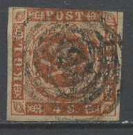 Danemark - Dänemark - Denmark 1854-64 Y&T N°4 - Michel N°4 (o) - 4s Couronne Et Spectres - Gebraucht