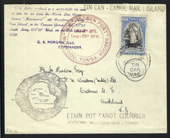 TONGA 1939: LSC Ill. "TIN  CAN  MAIL" De Niua'fou Island (TONGA, South Sea) Pour Auckland (New Zealand), Affr. De 2,5d - Tonga (...-1970)