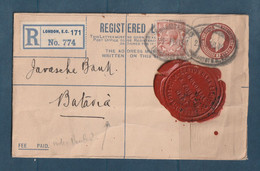 Grande Bretagne - Entier Postal - Recommandé De Londres Pour Batavia ( Inde Néerlandaise ) -  1914 - Luftpost & Aerogramme