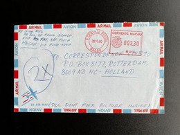 MACAO 1990 AIR MAIL LETTER TO ROTTERDAM 30-10-1990 - Covers & Documents