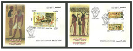 Egypt - 2001 - Both FDC's - Set & S/S - ( Post Day - Egyptian Art - Egyptology ) - Cartas & Documentos