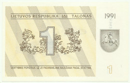 Lithuania - 1 Talonas - 1991 - Pick 32.b - Unc. - Serie CP - Lituania